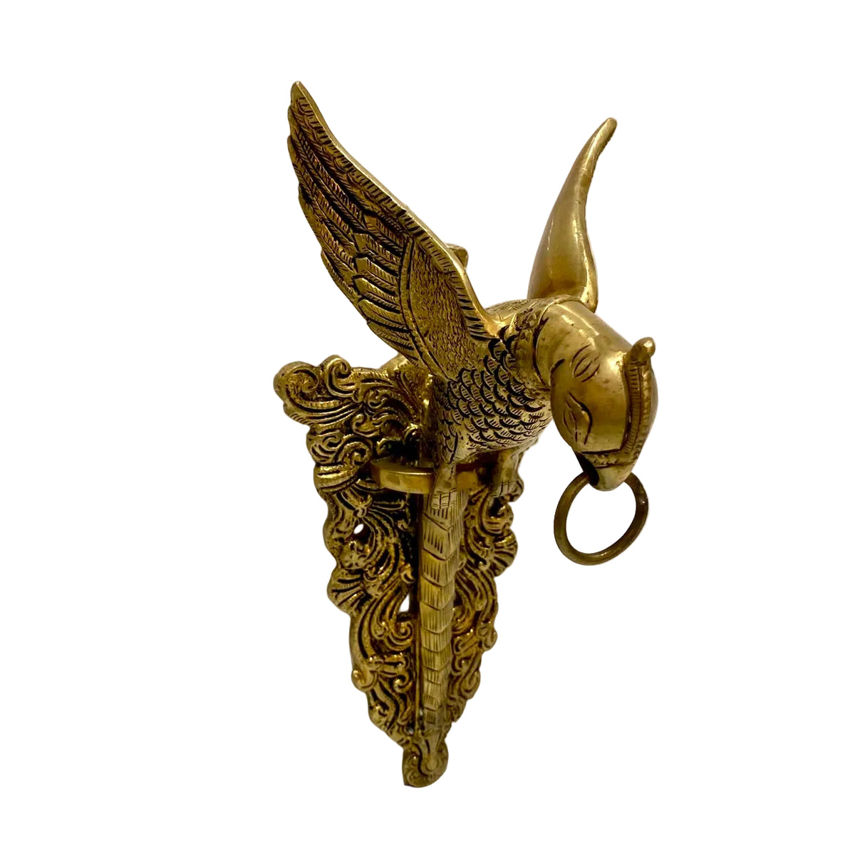 Handmade Wall Peacock Brass Hanger Door & Temple To Hang Bells By Tamrapatra - Tamrapatra