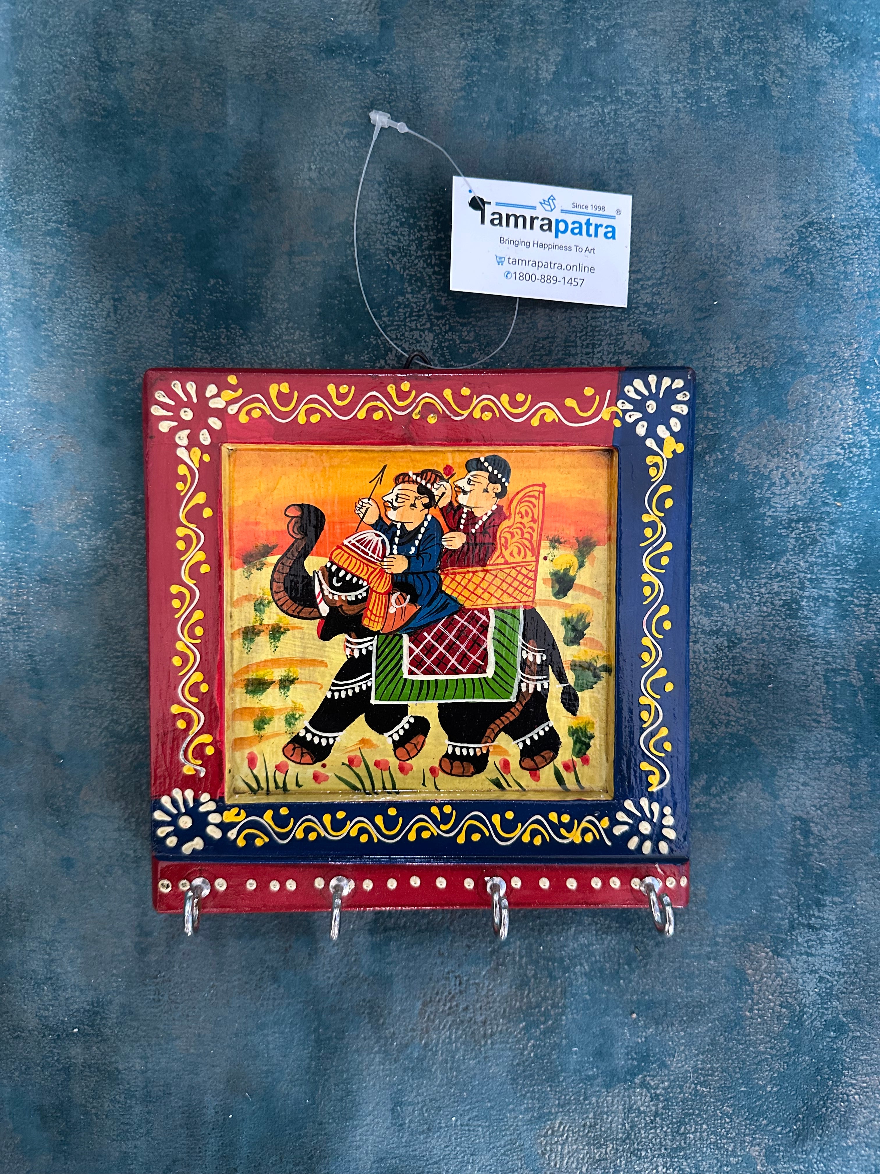 Royal HandPainted On Wooden Style Key Hanger Traditional Tamrapatra