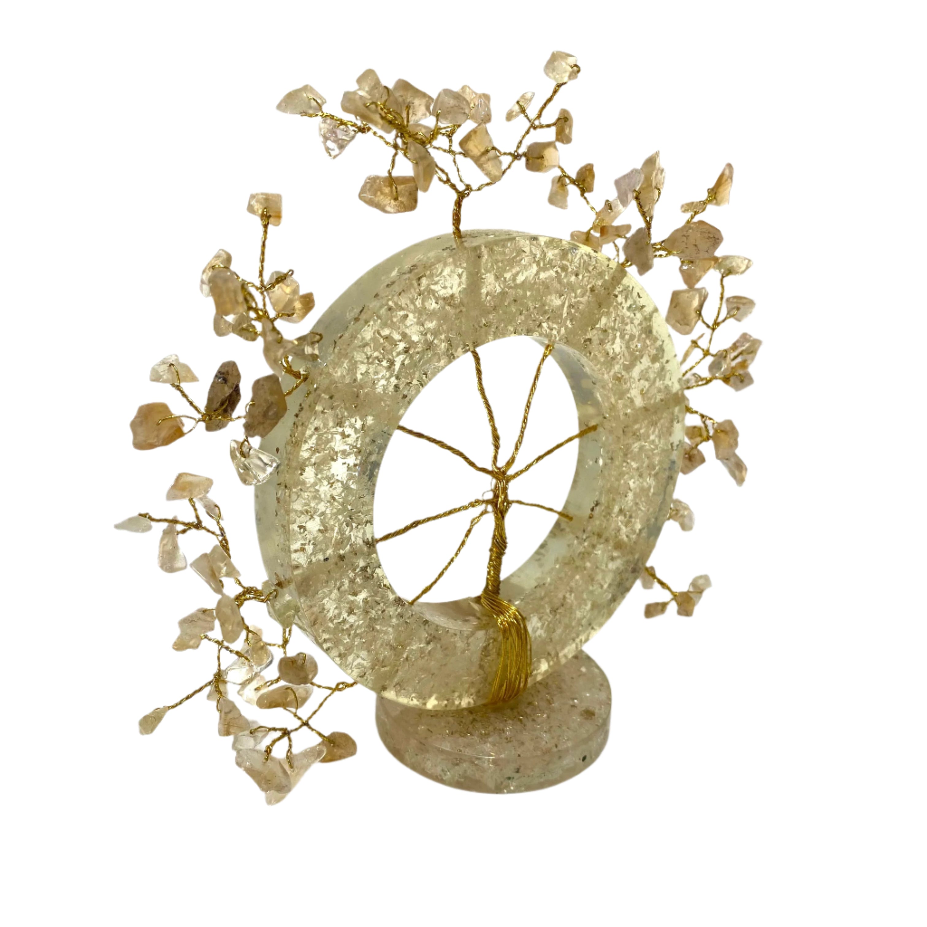 Stone Crystal Tree Inside Circular Art Handcrafted Attractive From Tamrapatra