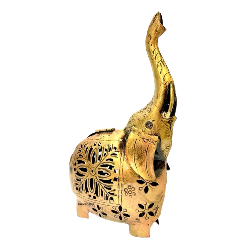 Elephant Candle Holder Up Trunk Metal Auspicious Gifting Options Tamrapatra