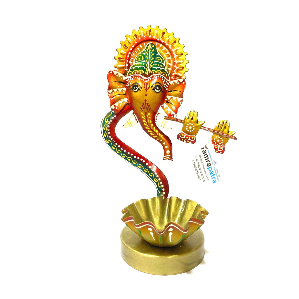 Tea Light Metal Ganesh Krishna Painted With Perfection Handmade By Tamrapatra