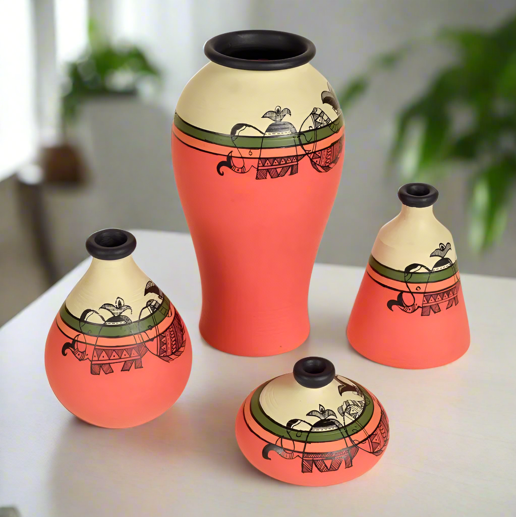 Carrot Red New Pots Hand Painting Depicts Eccentric Madhubani Art From Tamrapatra