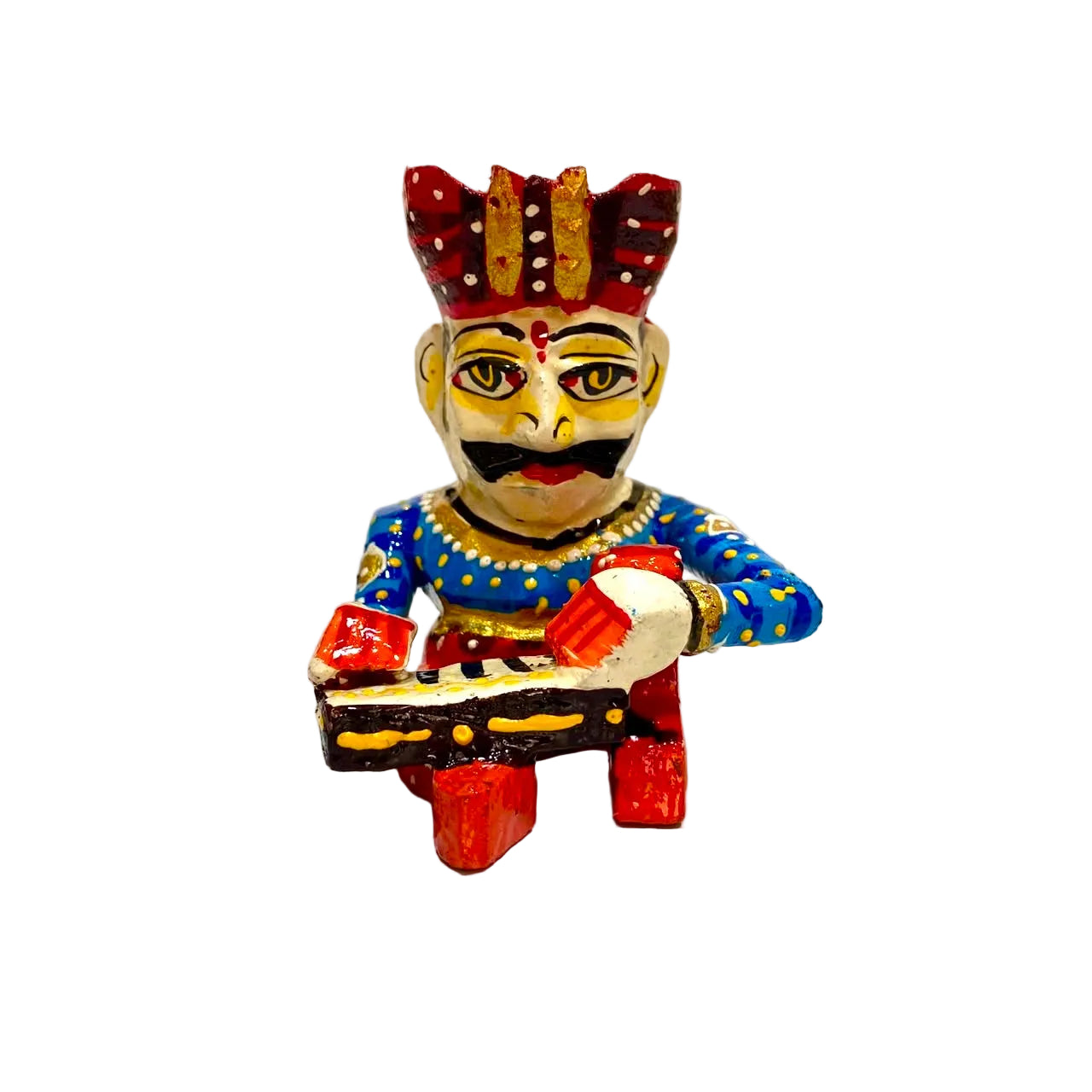 Wooden Rajasthani Musician Playing Various Instruments Gift From Tamrapatra - Tamrapatra