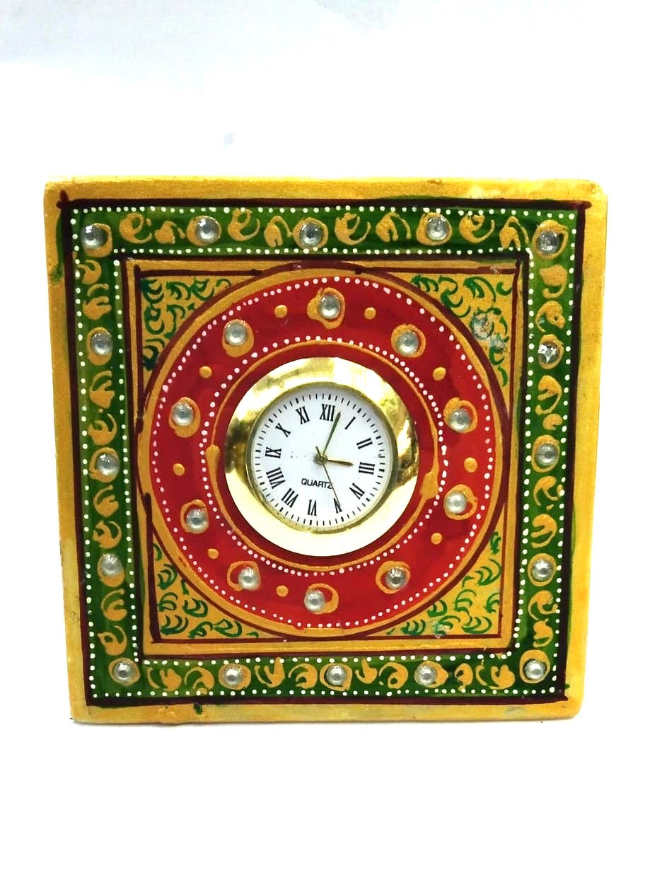 Round Square Style Table Clock Desk Accessories Perfect Gifting By Tamrapatra