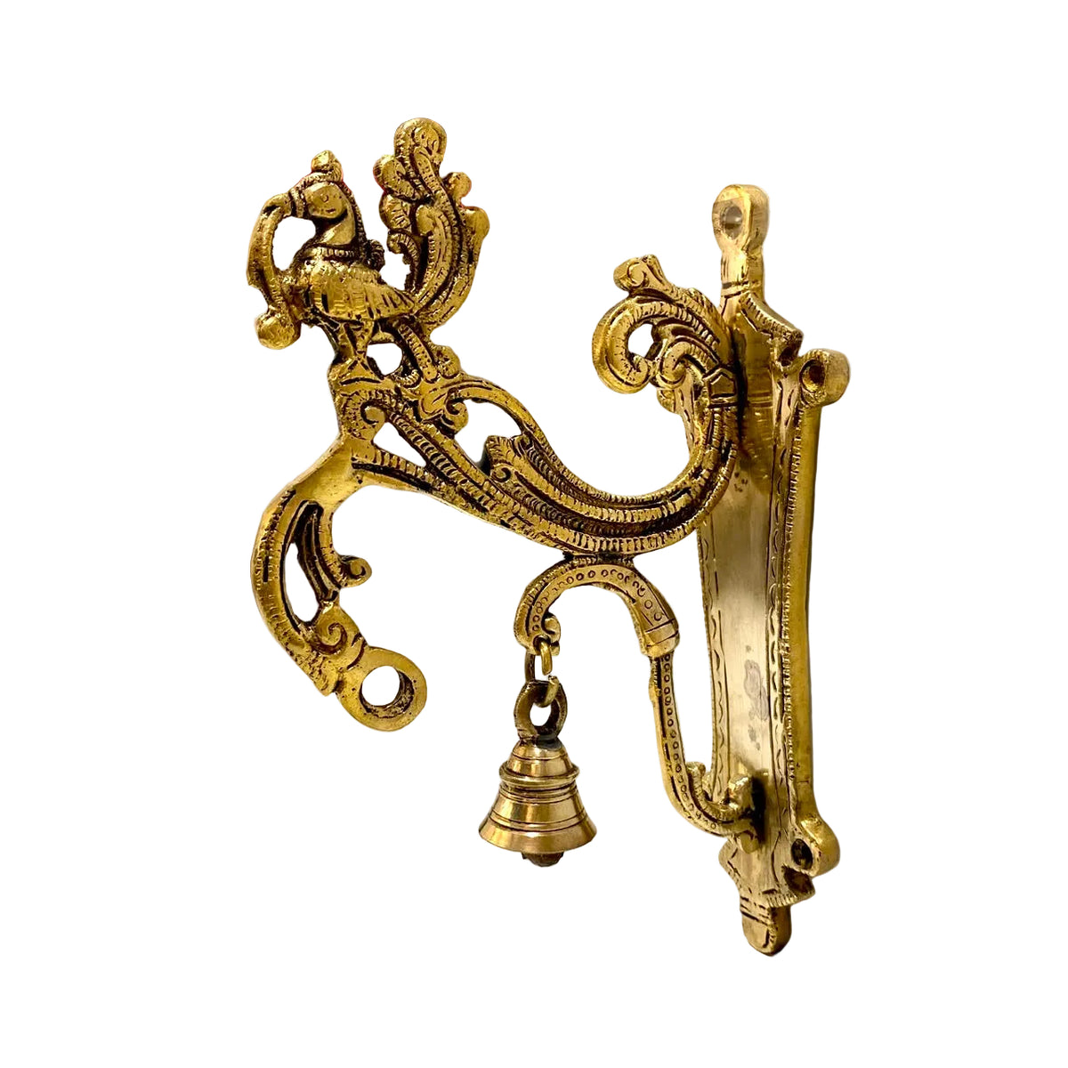 Handmade Wall Peacock Brass Hanger Door & Temple To Hang Bells By Tamrapatra - Tamrapatra