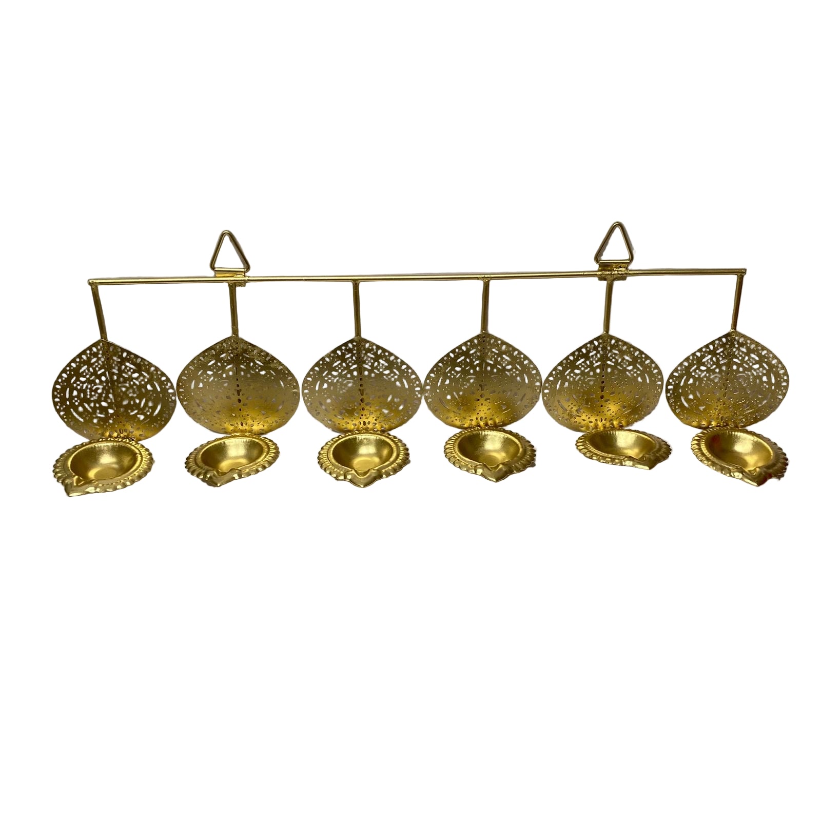 Set of gold decorative items on a white background