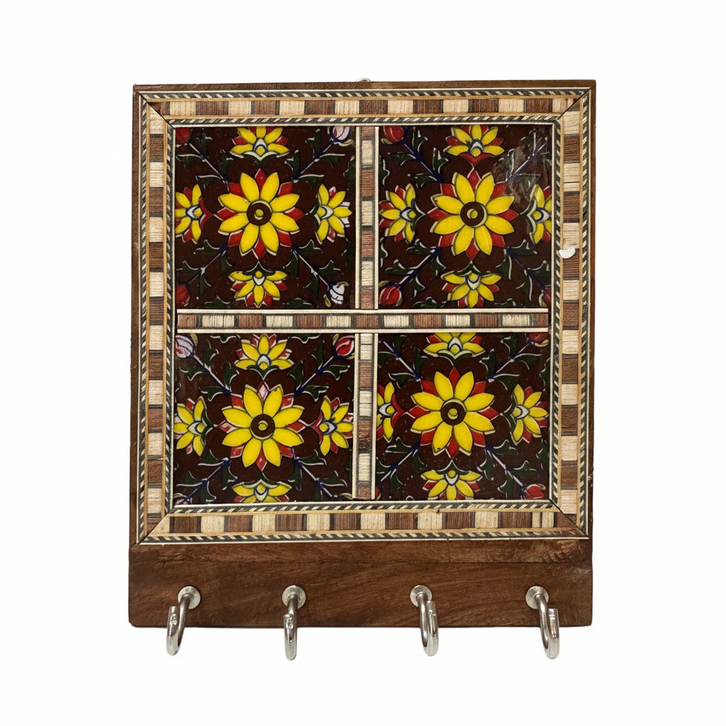 Blue Pottery Tiles Key Holder In Eccentric Designs Exclusive Art From Tamrapatra - Tamrapatra