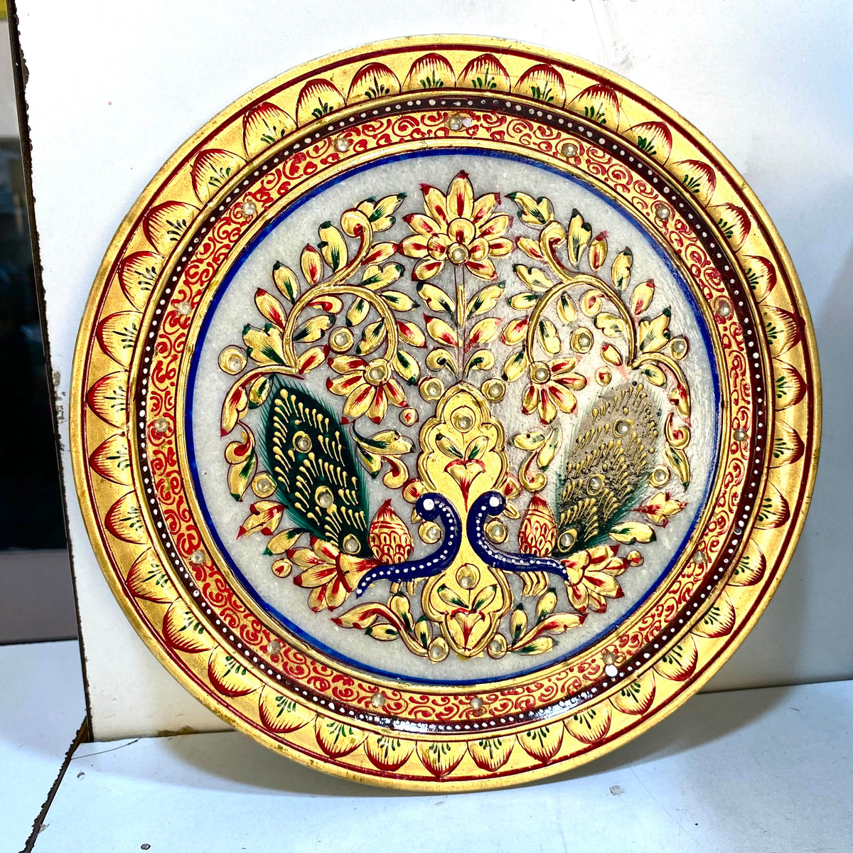 Creative Marble Plate Stand Painted Royal Figures Souvenir Tamrapatra - Tamrapatra