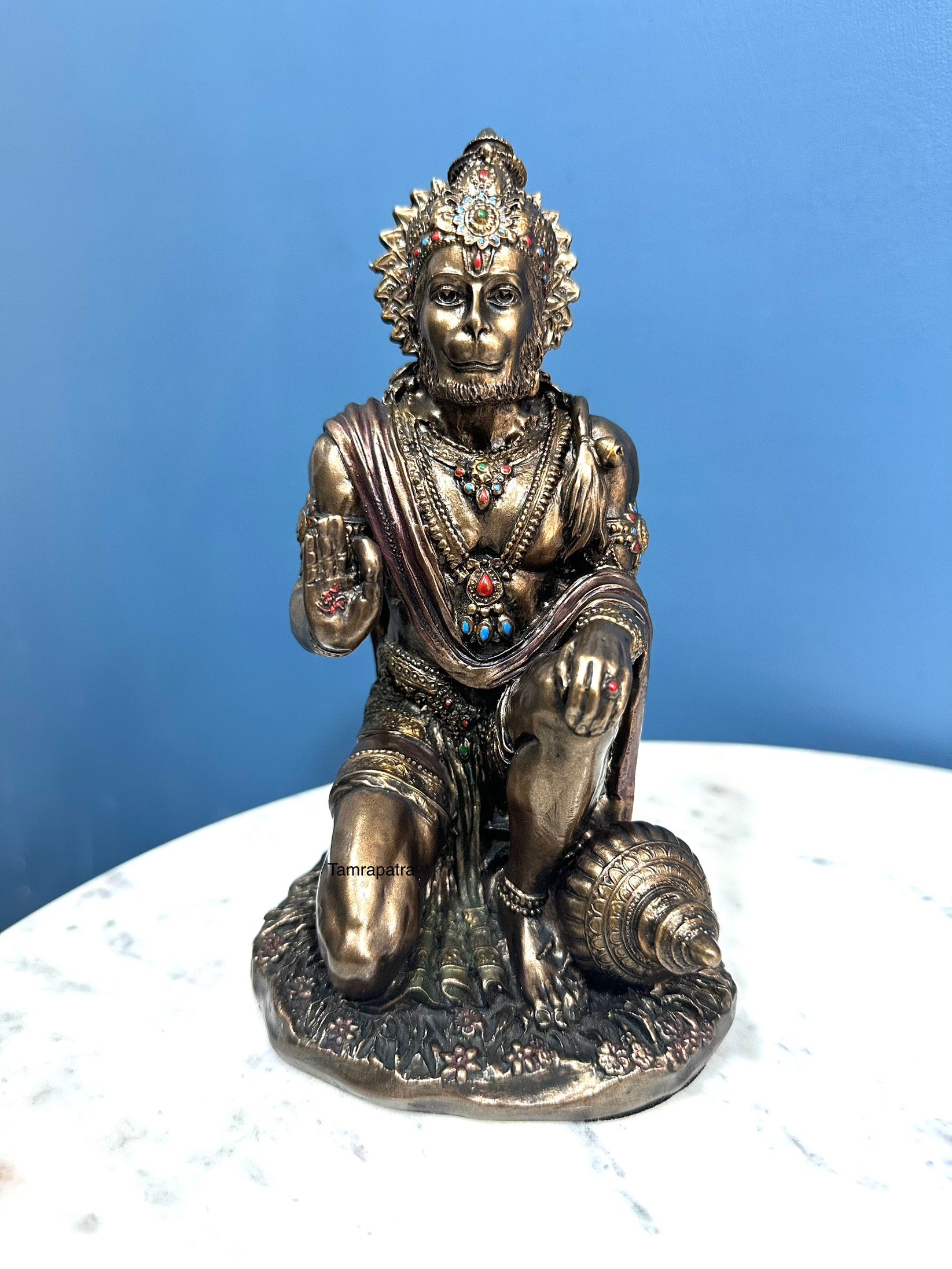 Hindu God "Hanumanji" Companion Of Deity Rama In Cold Cast Bronze Tamrapatra