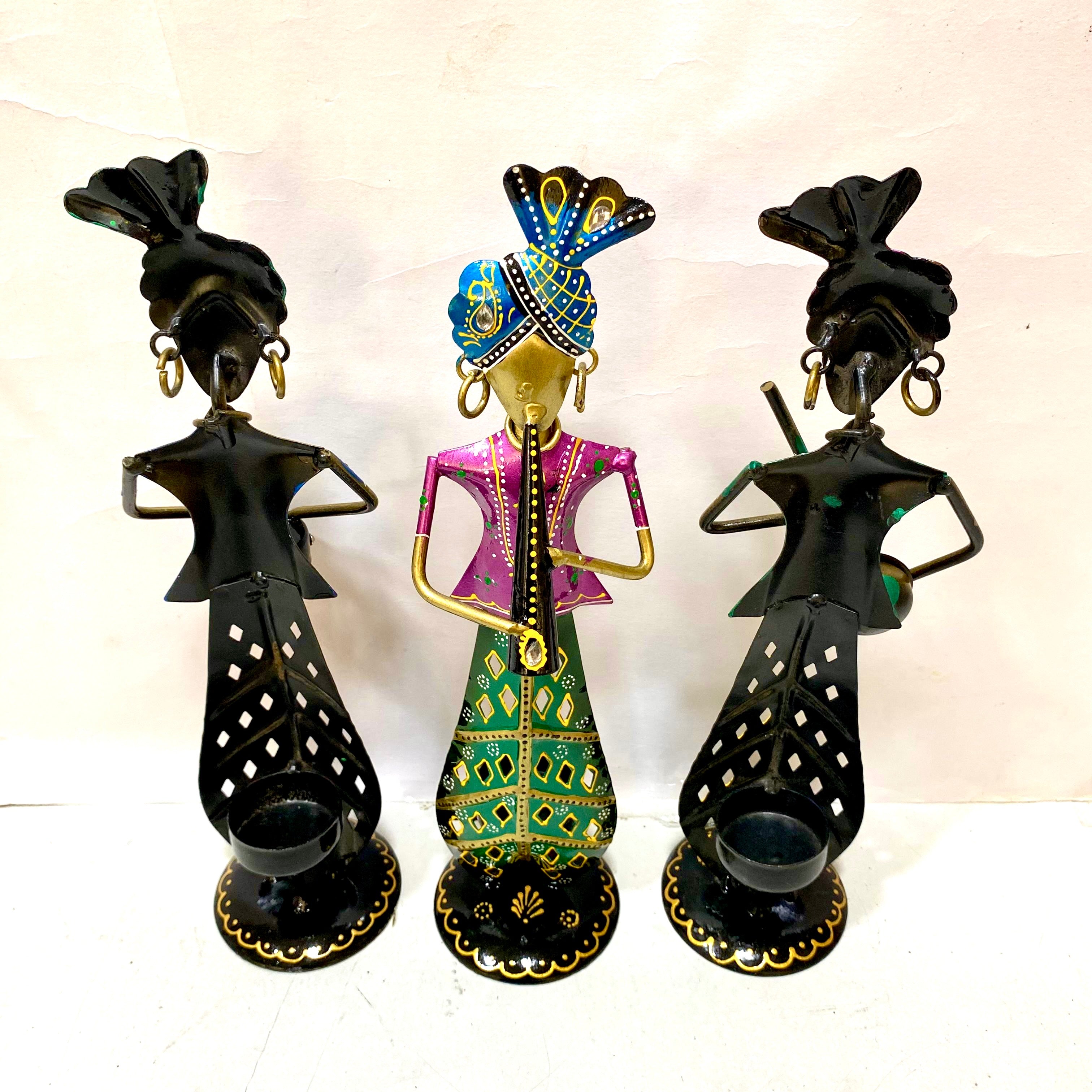 Turban Man Metal Striking Shadow Tea Light Holder Figurine Collectible Tamrapatra - Tamrapatra