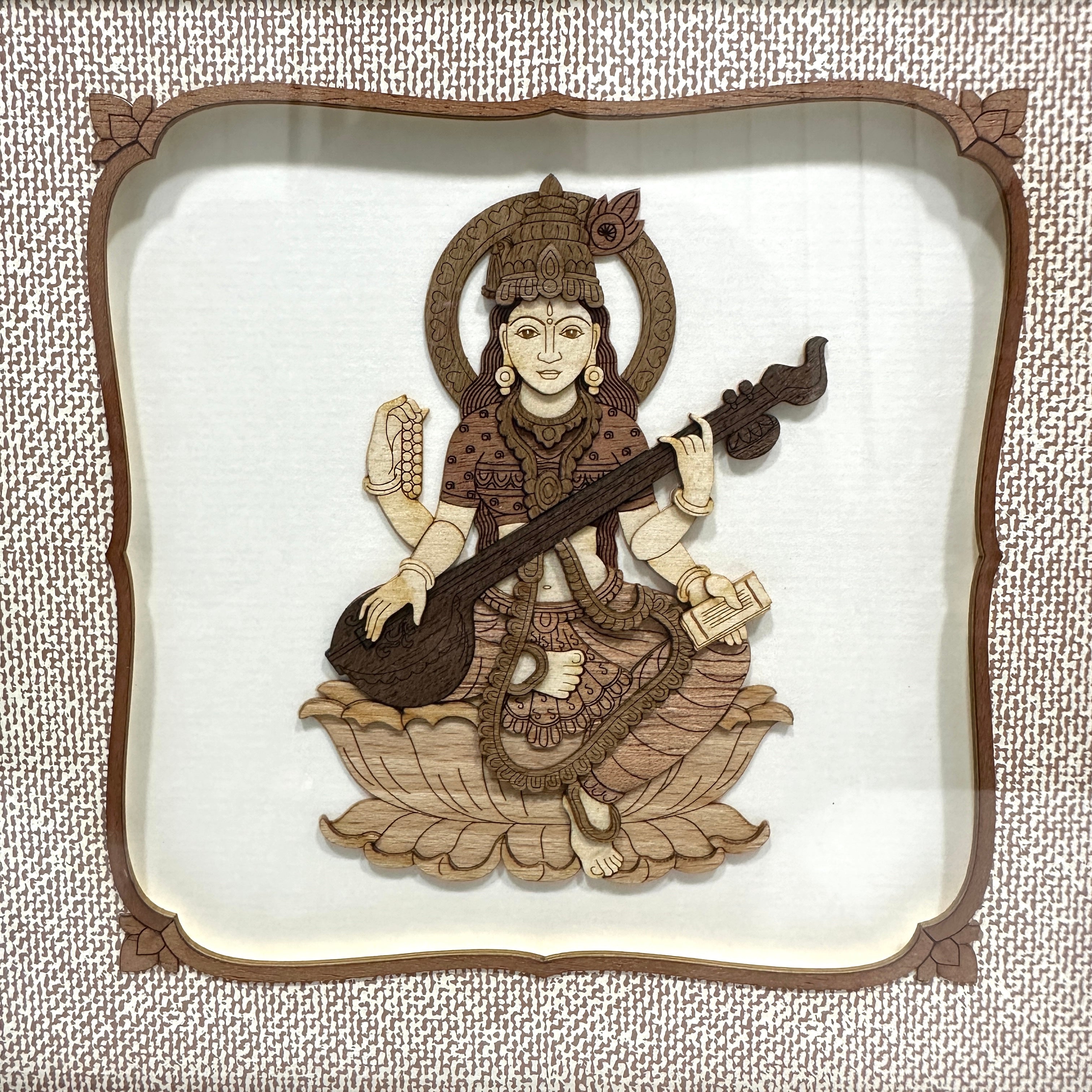 Lakshmi Ganesh Saraswati Deity Premium Wooden Art Frames At Tamrapatra