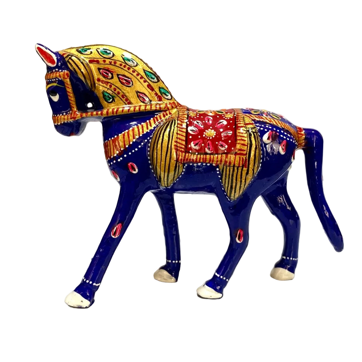 Metal Minakari Hand Painted Majestic Horse Exclusive Indian Gifts By Tamrapatra