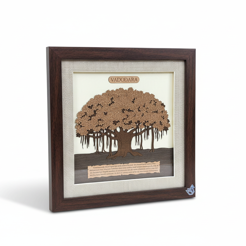 Vadodara Souvenir Marquetry Wooden Art Frame "Vad" Banyan Tree By Tamrapatra - Tamrapatra