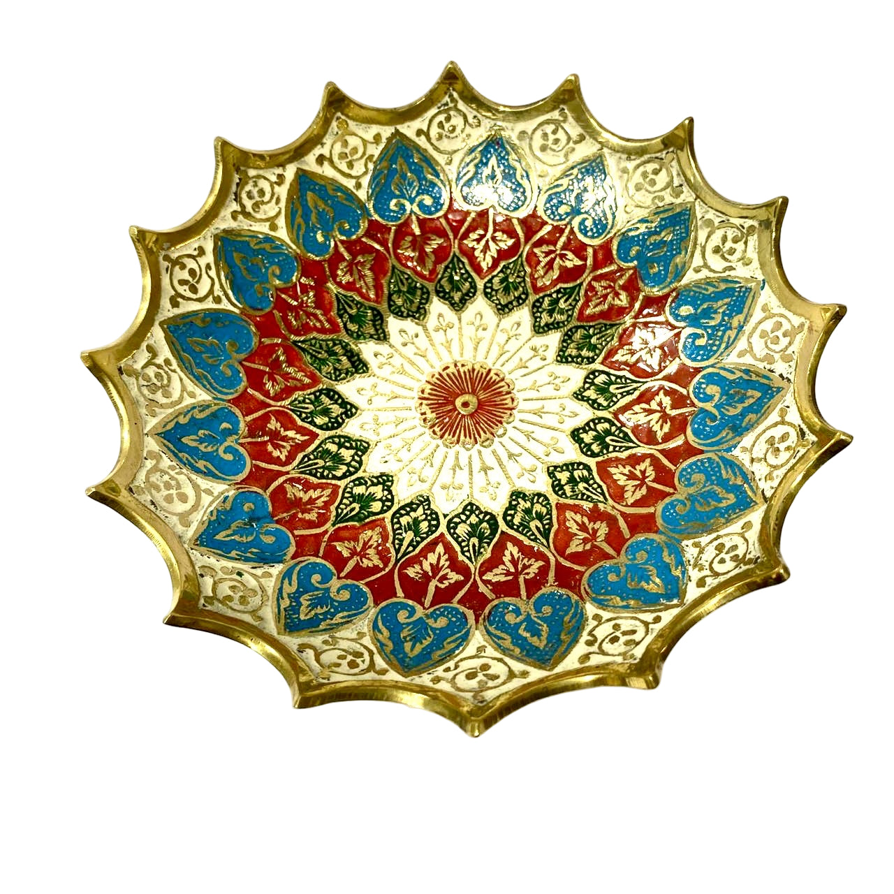 Decorative plate with intricate patterns on a white background