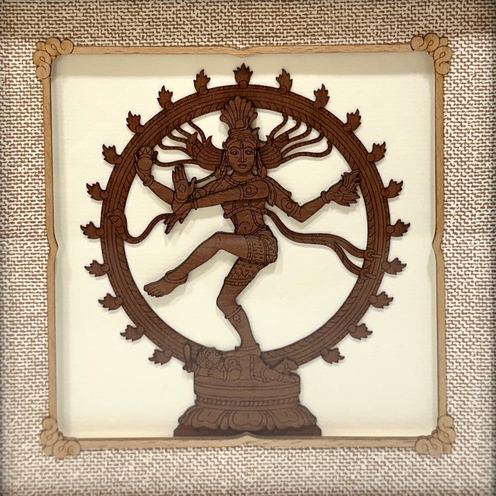 Natraj God Shiva "The Divine Cosmic Dancer" Wooden Art Wall Frame By Tamrapatra