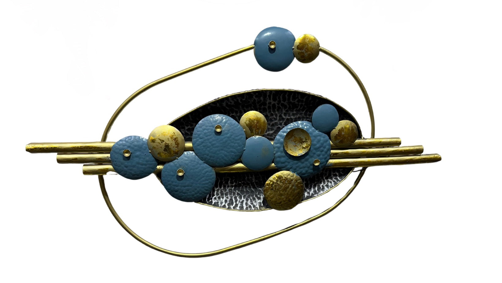 Modern Art New Rings Solid Metal Wall Décor Attractive Blue & Gold From Tamrapatra