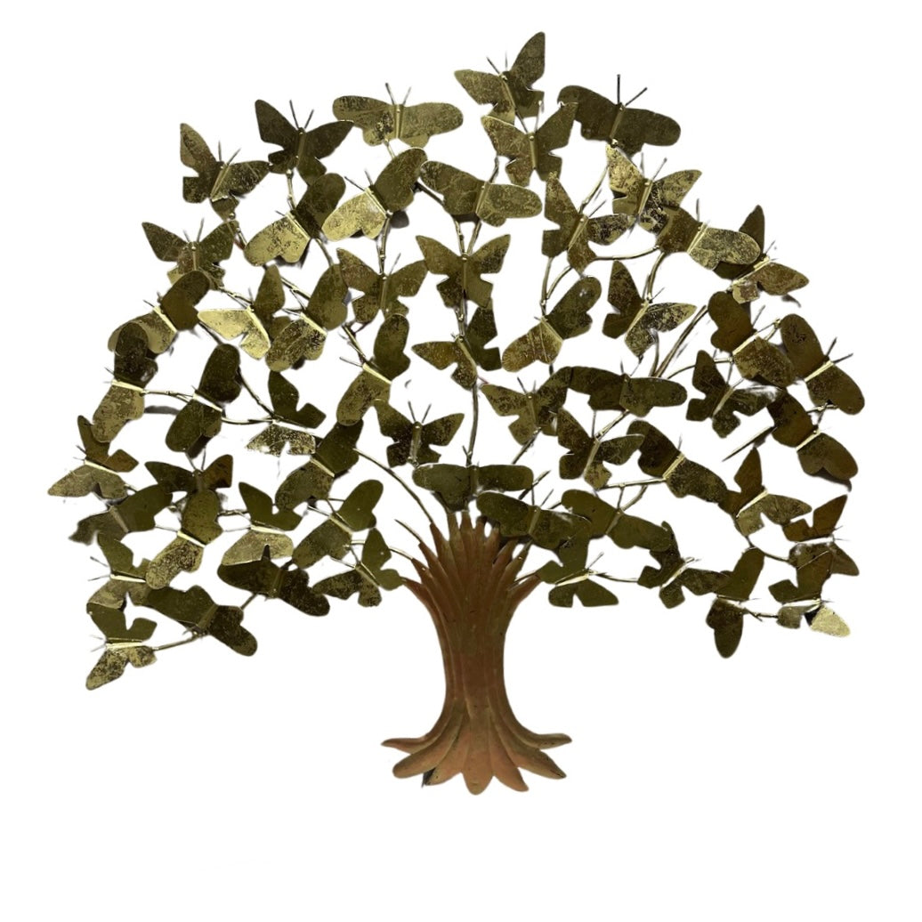 Golden Butterfly Tree Metal Wall Décor With LED Excellence Art From Tamrapatra