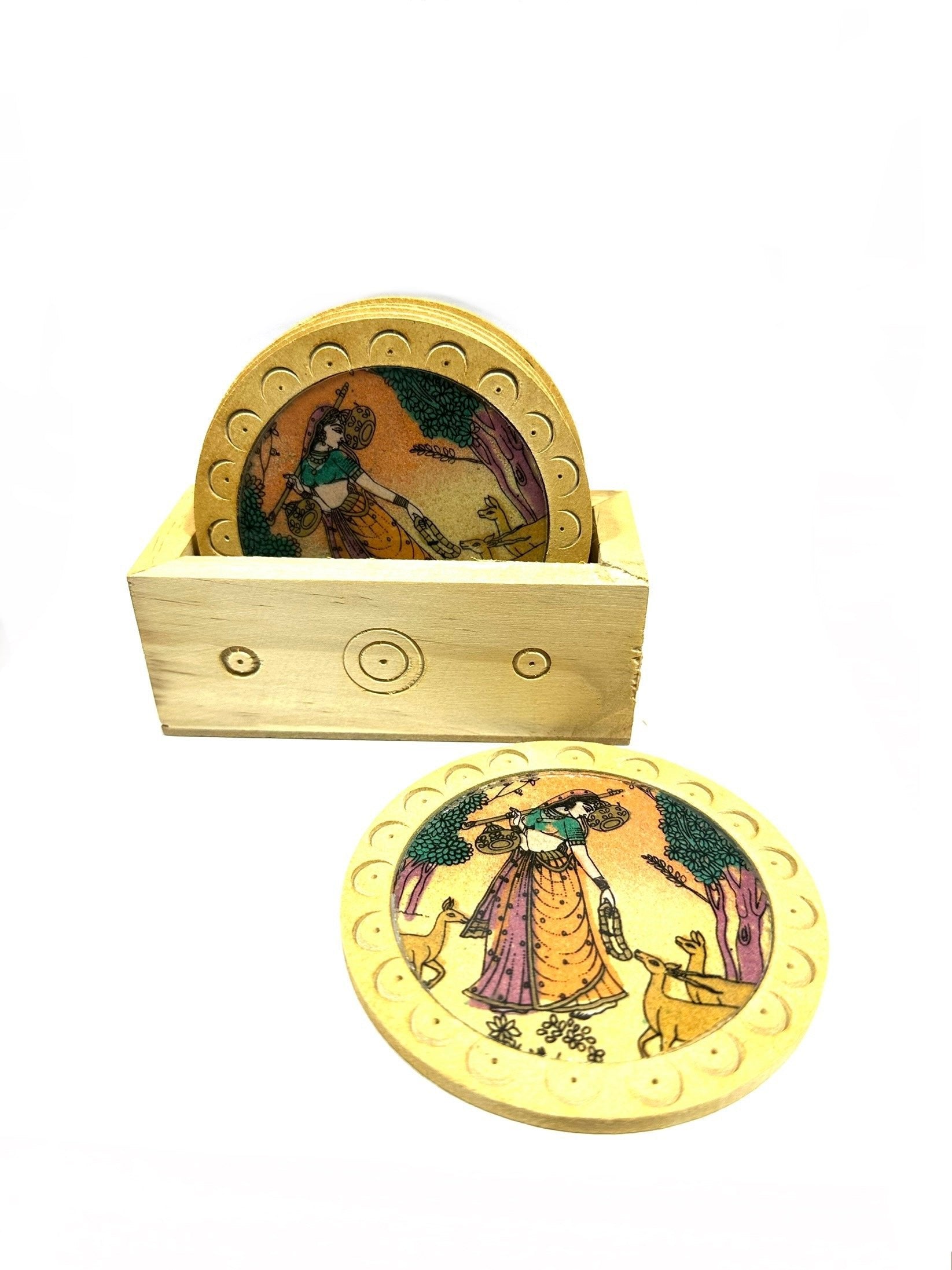 Round Tea Coasters With Indian Heritage Dinning Office Utilities From Tamrapatra