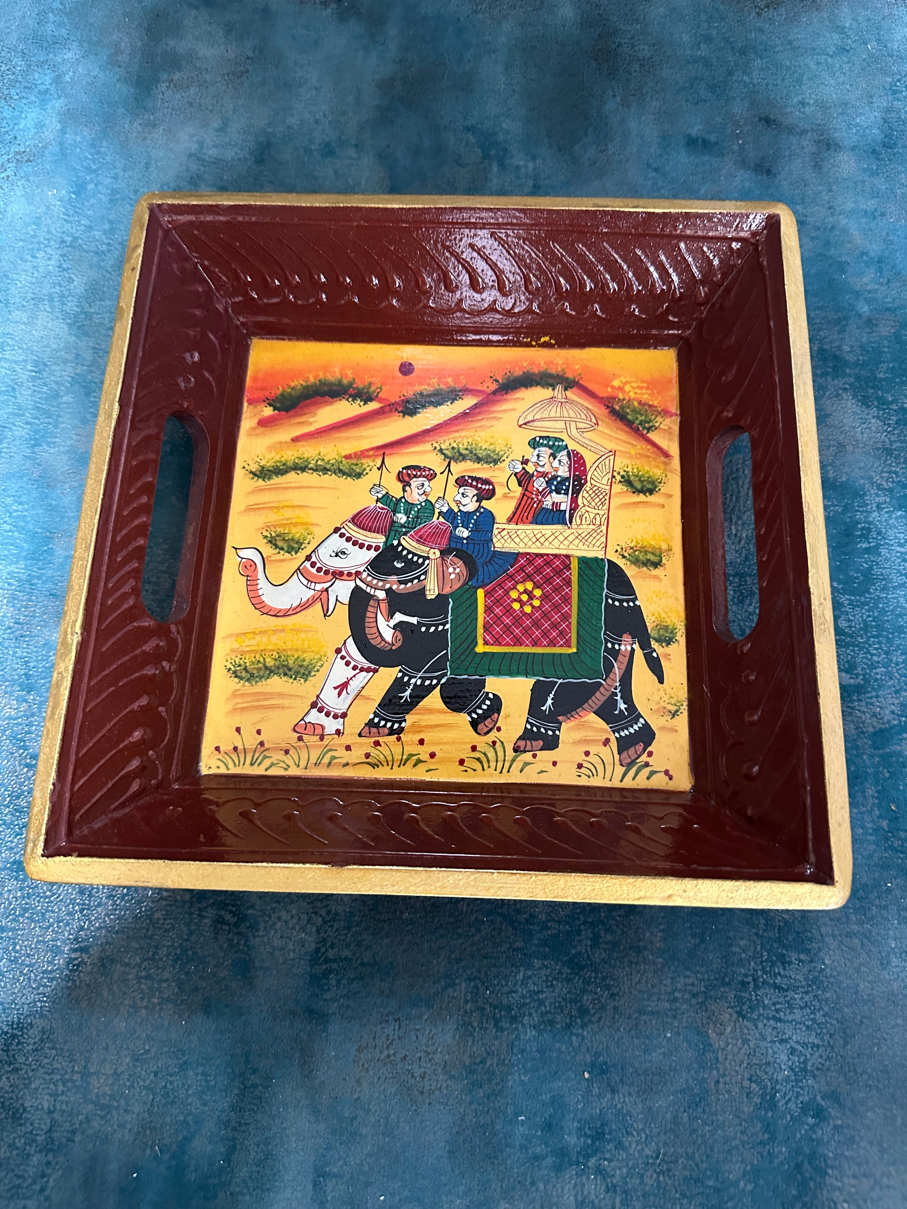 Traditional Hand Painted Trays Royal Art & Crafts Indian Heritage Gifts Tamrapatra