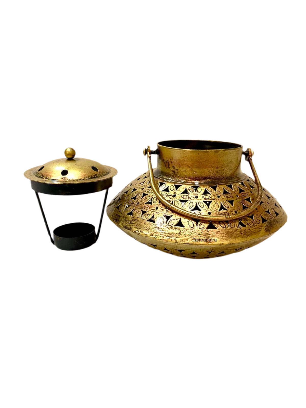 Handi Style Hanging Tea Light Holder Metal Lantern Vintage Art By Tamrapatra