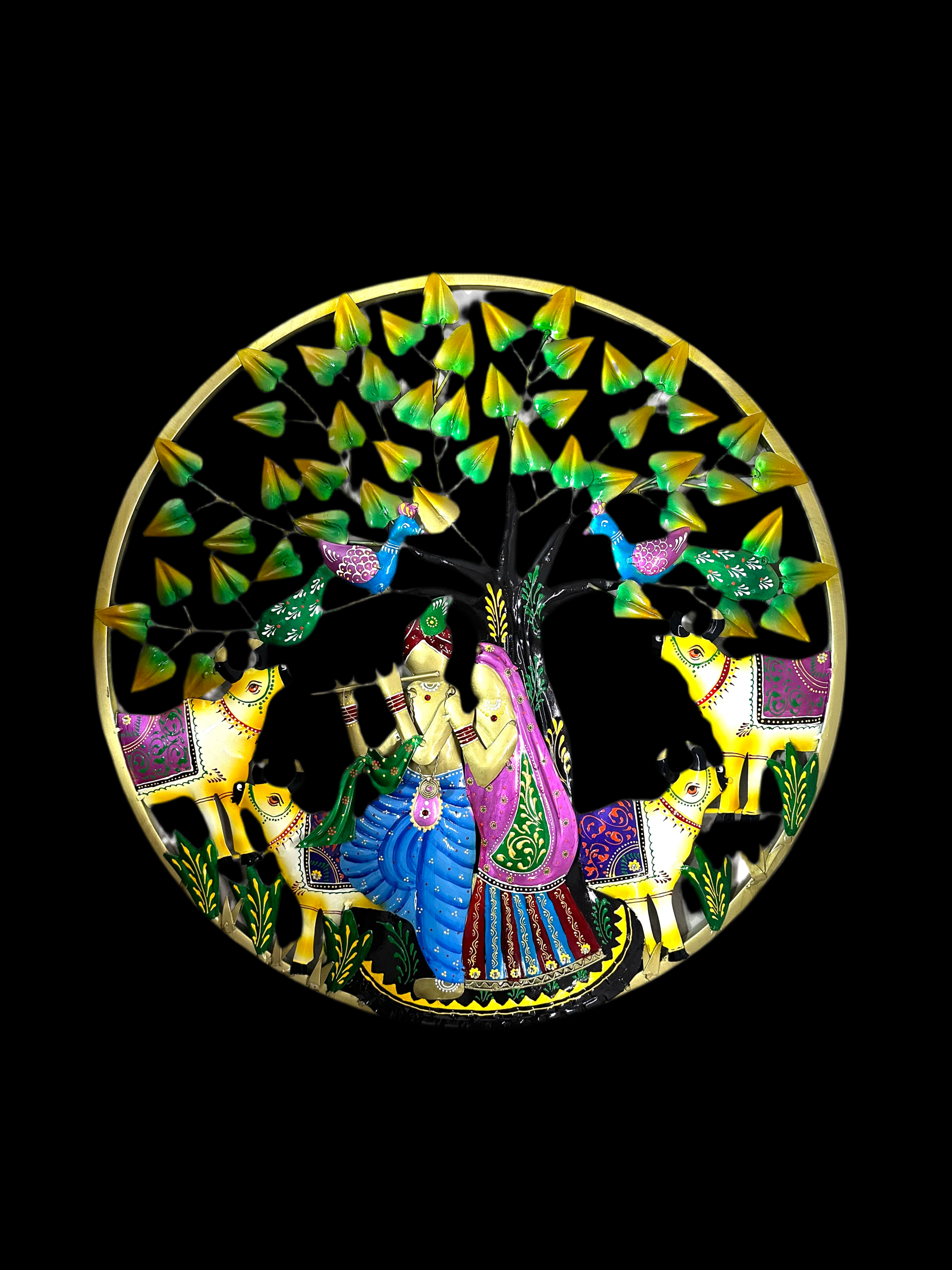 Big Radha Krishna Round In Classy Colorful Finish Metal Crafts By Tamrapatra