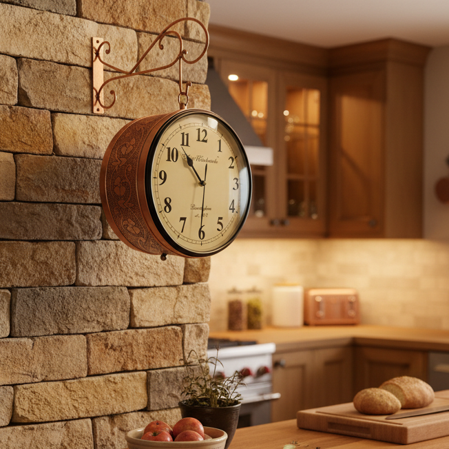 Classic Designer Railway Style Clock 10 Inches With Hanger By Tamrapatra - Tamrapatra