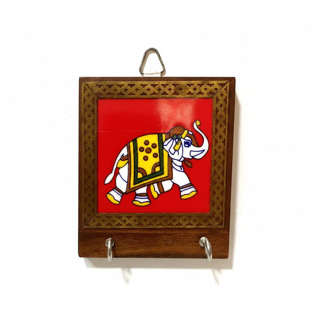 Blue Pottery Tiles Key Holder In Eccentric Designs Exclusive Art From Tamrapatra - Tamrapatra