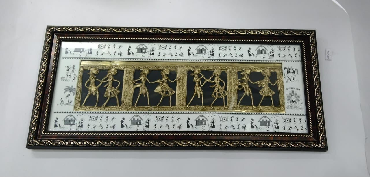 Long Frame In Dhokra Warli Art Wall Hanging Handicrafts Tamrapatra