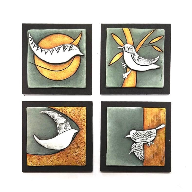 Birds Theme Wall Art Handmade Terracotta Unique Artwork From Tamrapatra - Tamrapatra