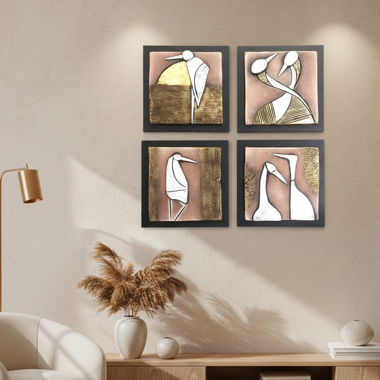 Birds Theme Wall Art Handmade Terracotta Unique Artwork From Tamrapatra - Tamrapatra