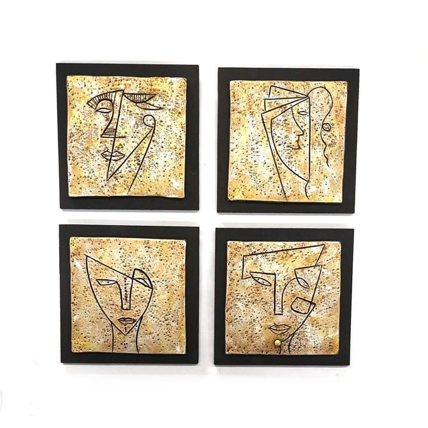 Human Sculptures Abstract Interior Designer Choice Handcrafted Set Of 4 Tamrapatra - Tamrapatra