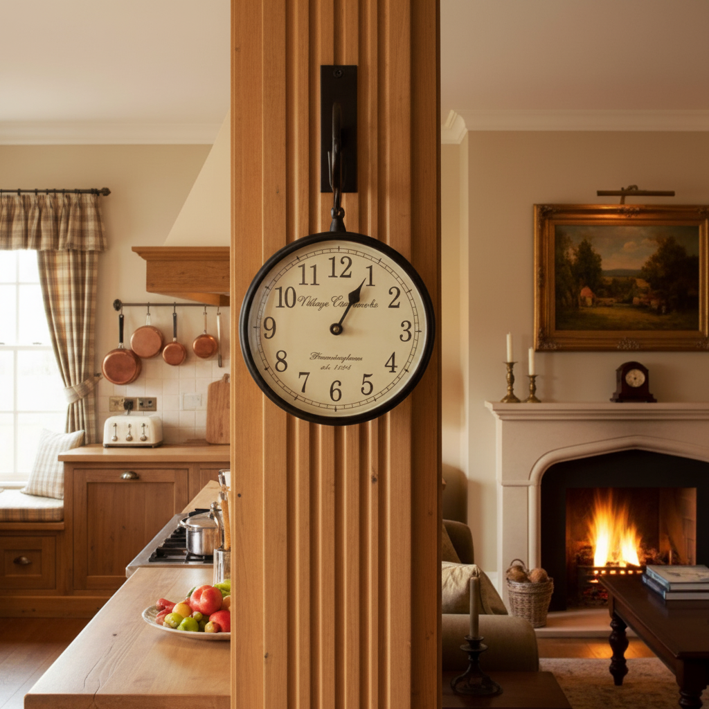 Double Side Clock Railway Vintage Style 6 Inches For Home Office By Tamrapatra - Tamrapatra