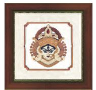 Goddess Durga In Wooden Frame Wall Table Top Gifts Indian Souvenir Tamrapatra