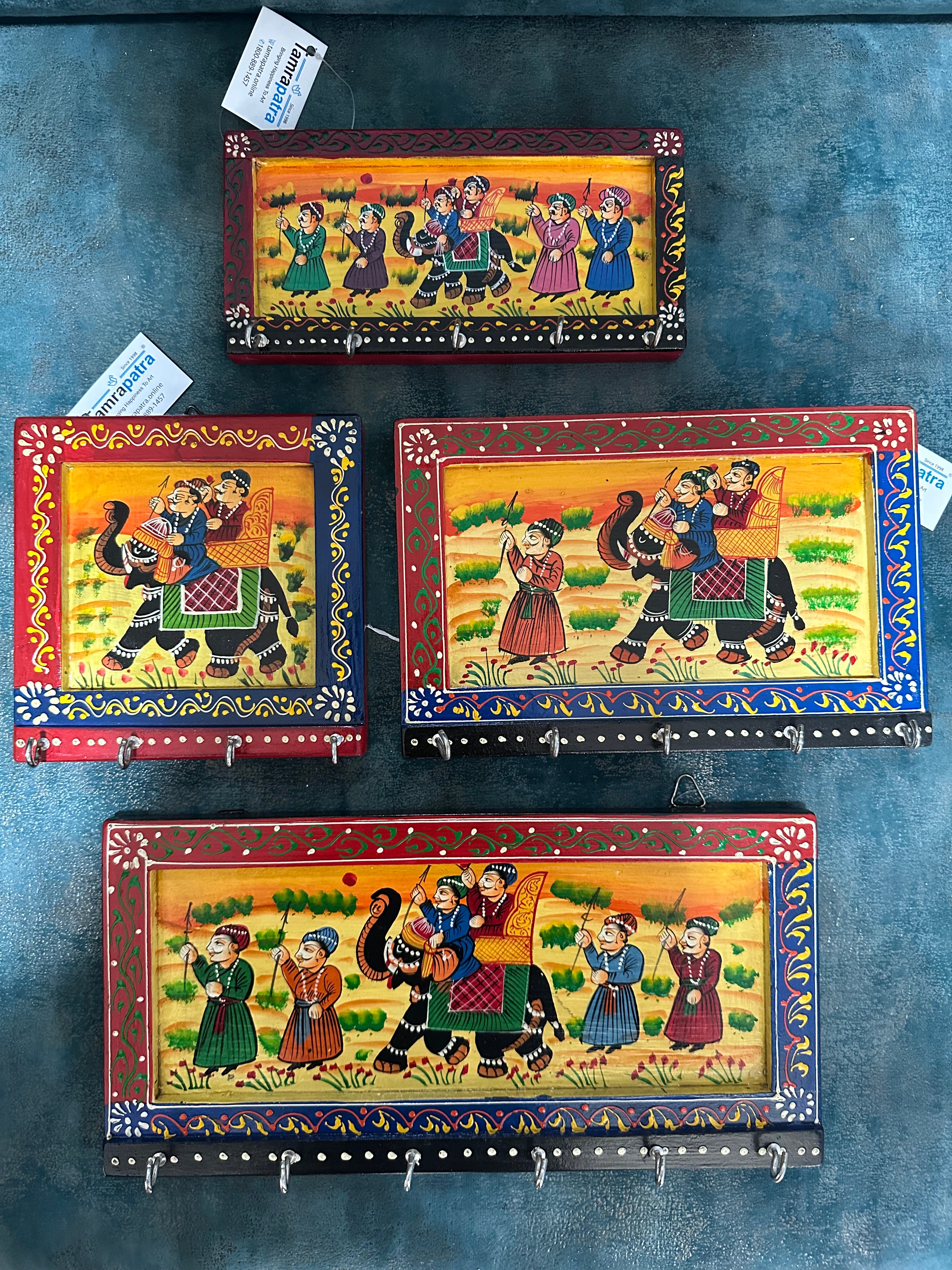 Royal HandPainted On Wooden Style Key Hanger Traditional Tamrapatra