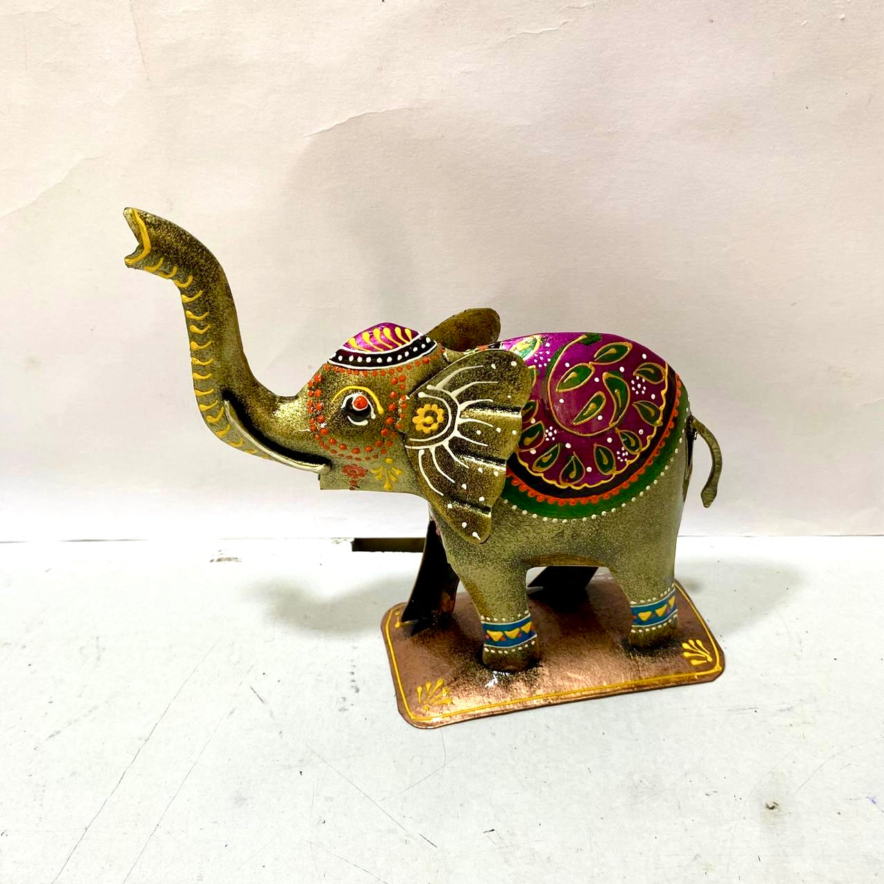Set Of 2 Elephant Showpiece With Traditional Artwork Metal Animals By Tamrapatra - Tamrapatra