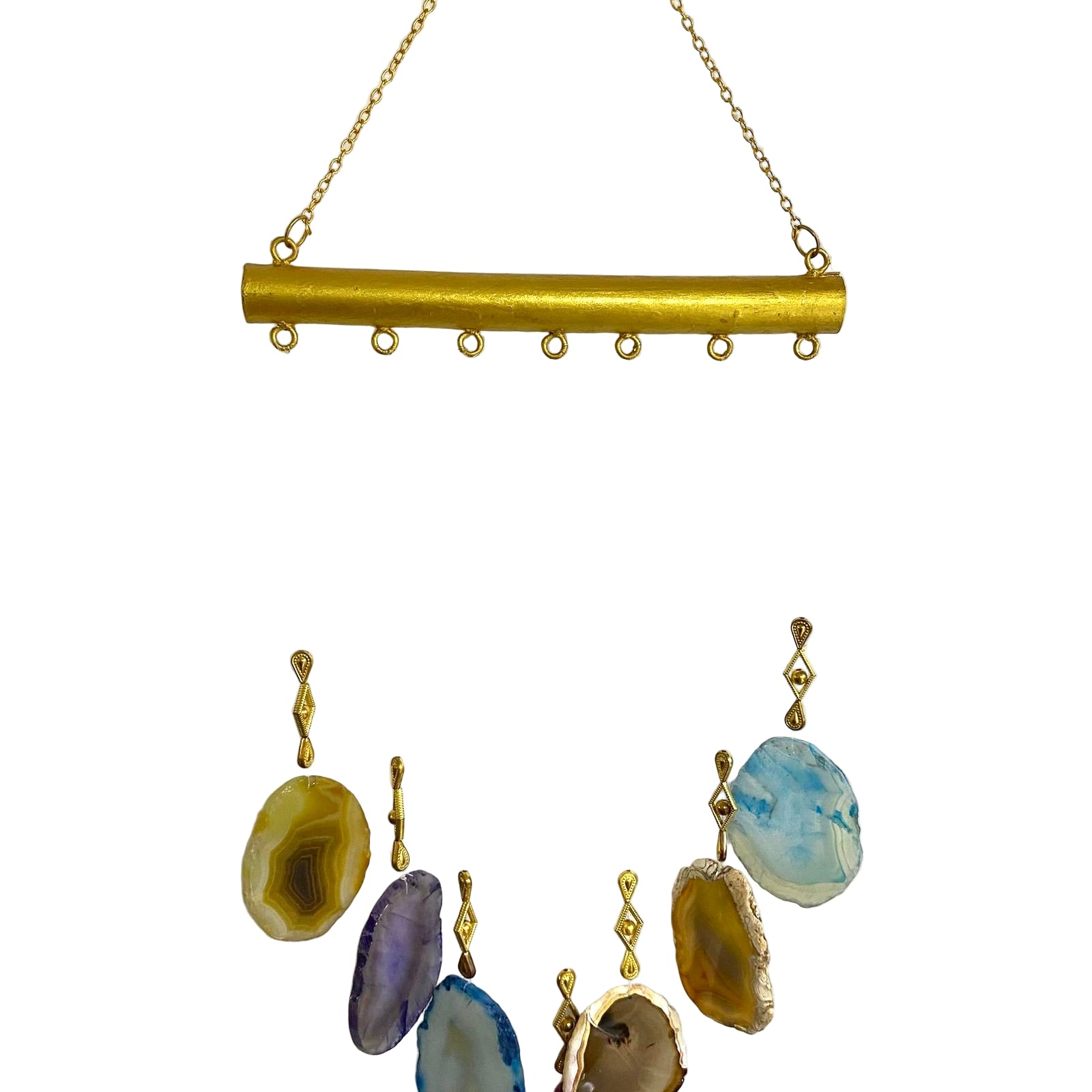 Agate Stone Spiral & Straight Hangings Multi Color Garden & Indoor By Tamrapatra