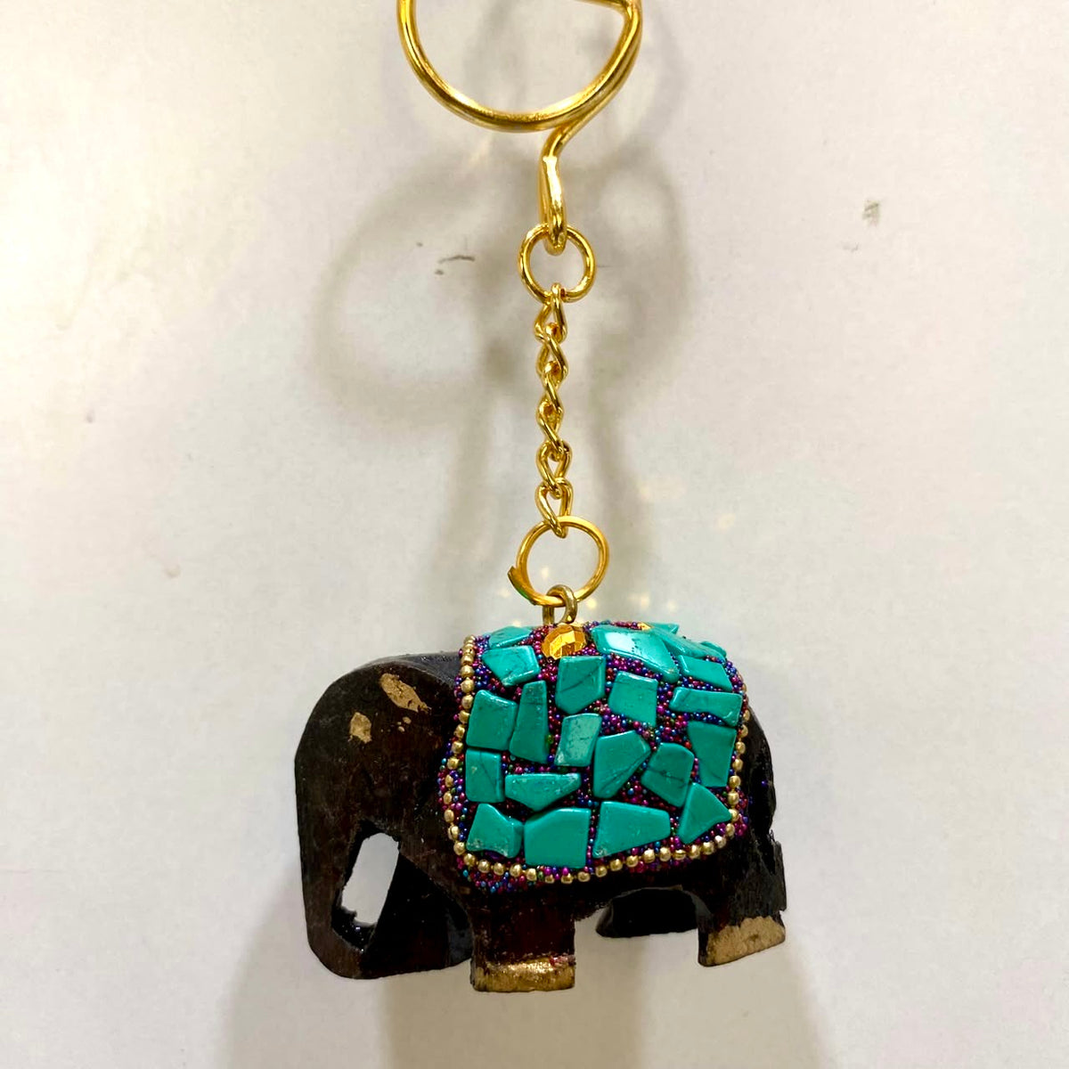 Elephant Hand Painted Keychain Various Beautiful Shades Indian Souvenir Tamrapatra - Tamrapatra