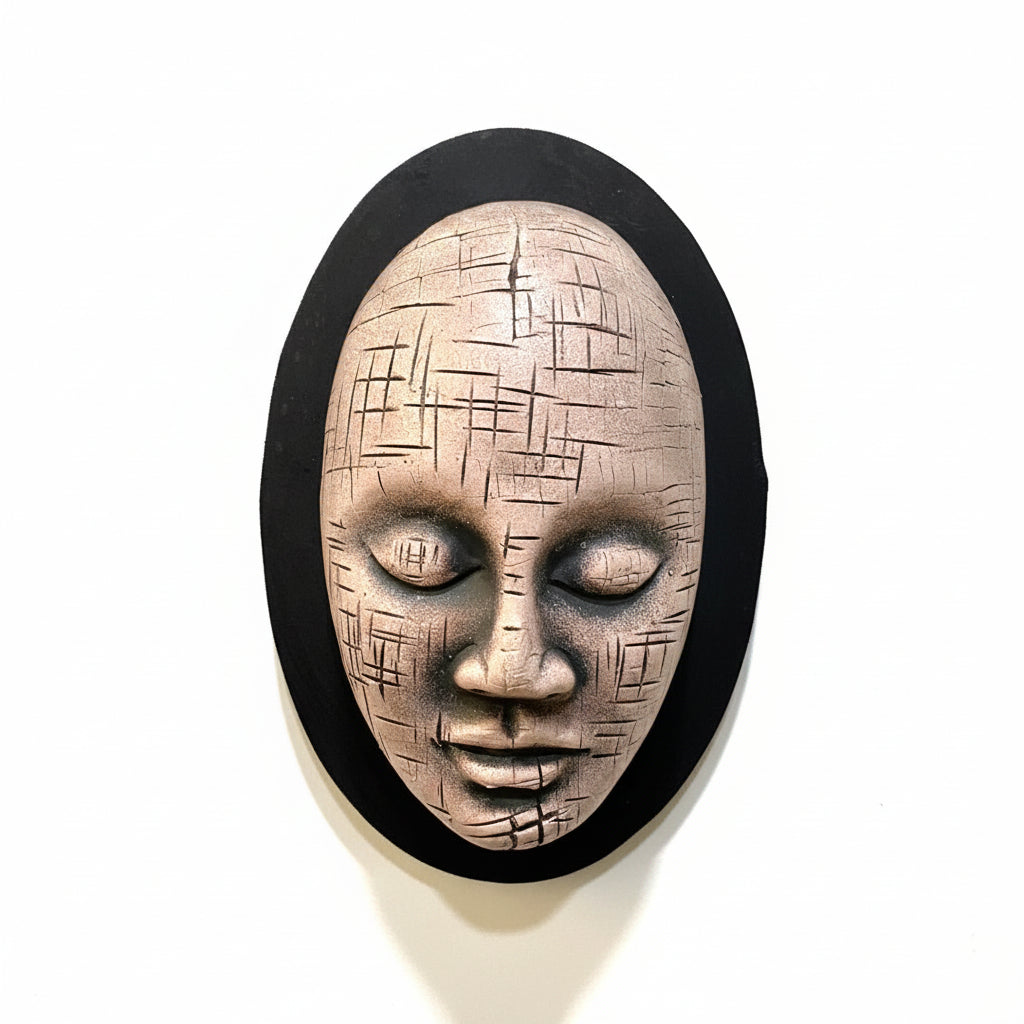 Creative Terracotta Masks In Vibrant Shades On MDF Hanging From Tamrapatra - Tamrapatra