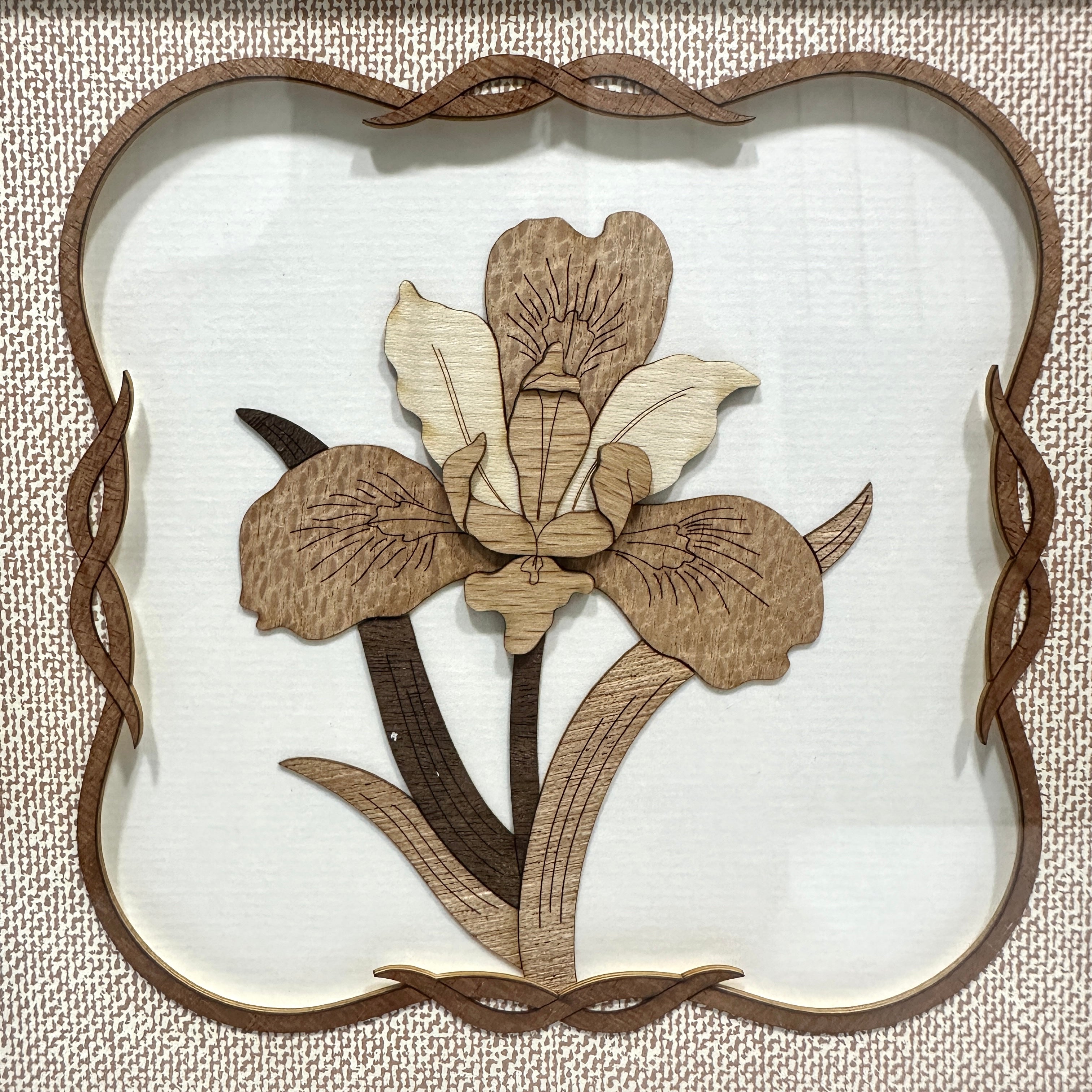 Flower 3D Wooden Carving Frame Natural Wood Floral Wall Art By Tamrapatra