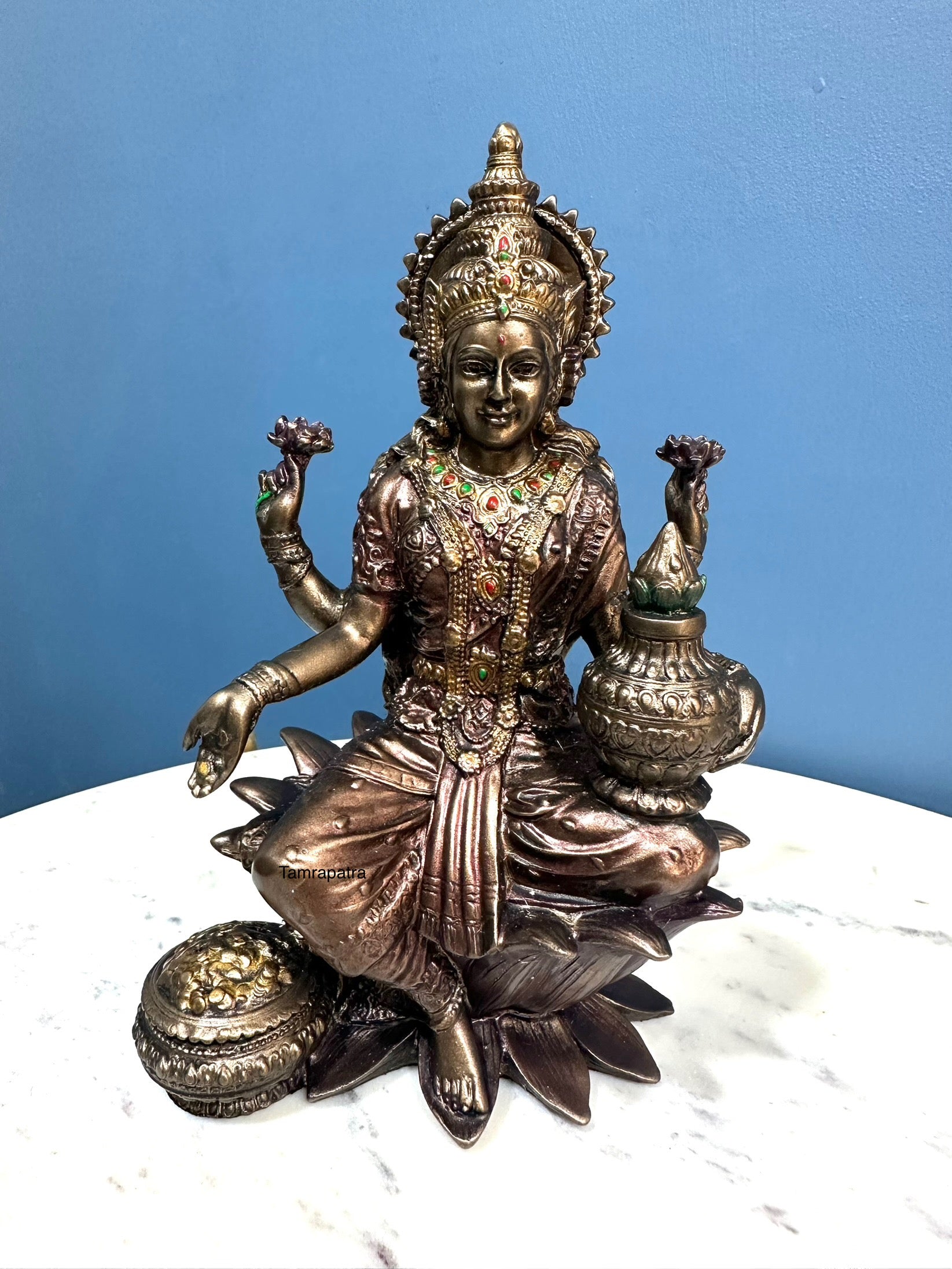 Bronze Cast " Lakshmi" Hindu Goddess In Detailed Craftsmanship By Tamrapatra