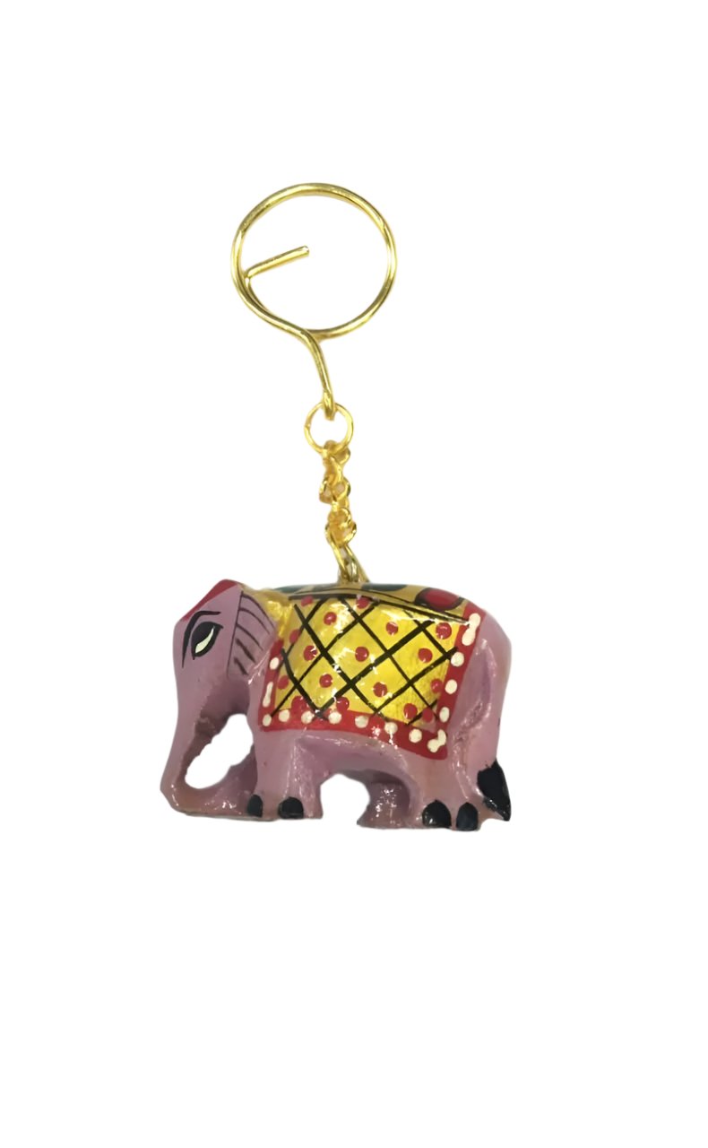 Elephant Hand Painted Keychain Various Beautiful Shades Indian Souvenir Tamrapatra