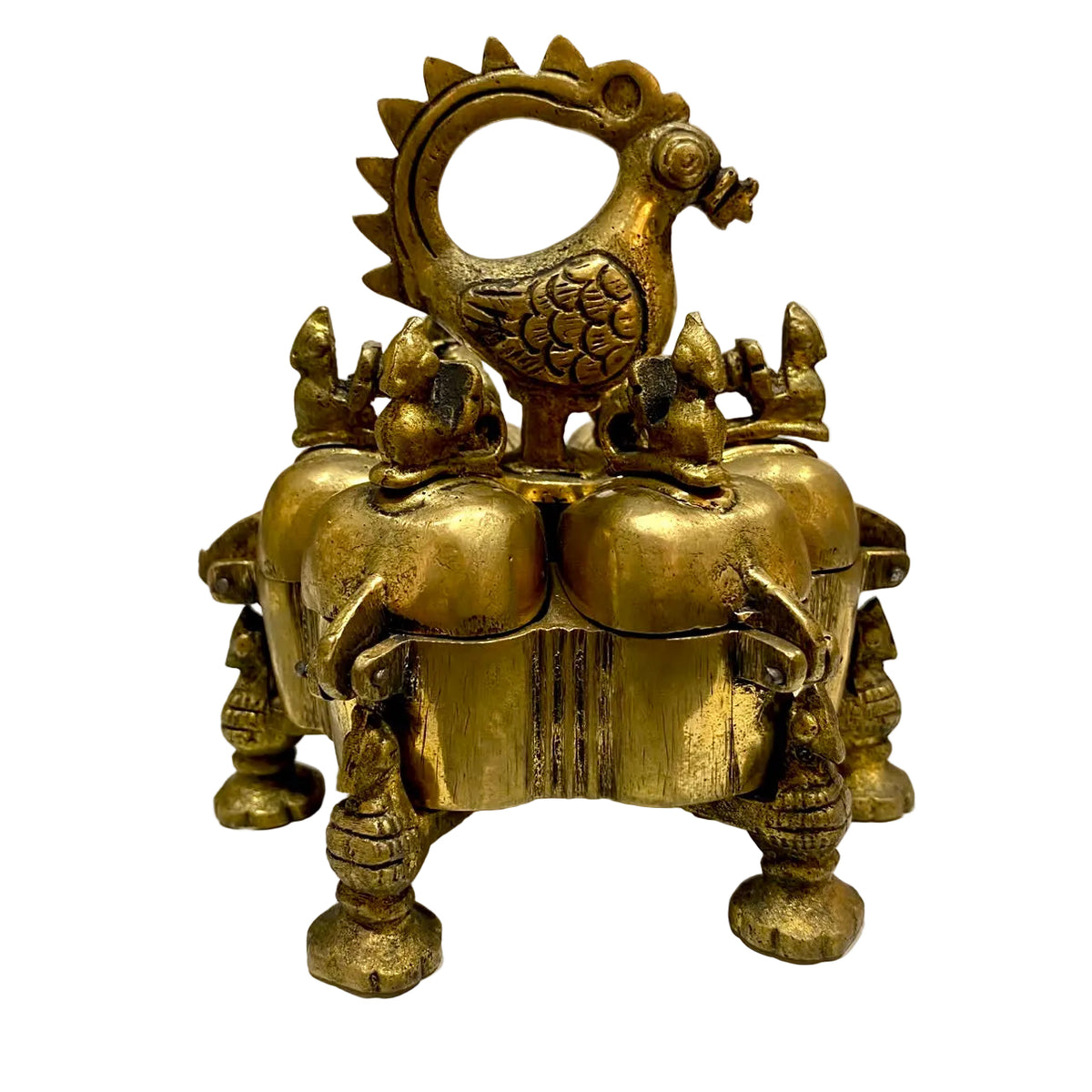 Peacock Brass Openable Utility Vermilion Sindoor Royal Box By Tamrapatra