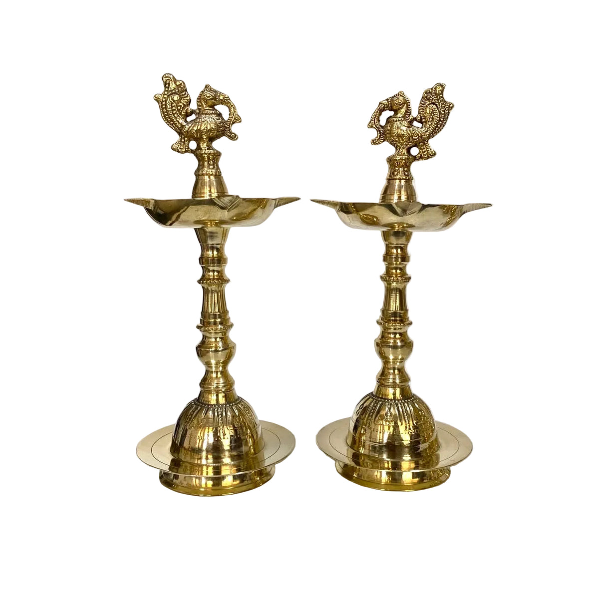 5 Wick Mukhi Diya Brass Handmade Spiritual Accessories Folding By Tamrapatra - Tamrapatra