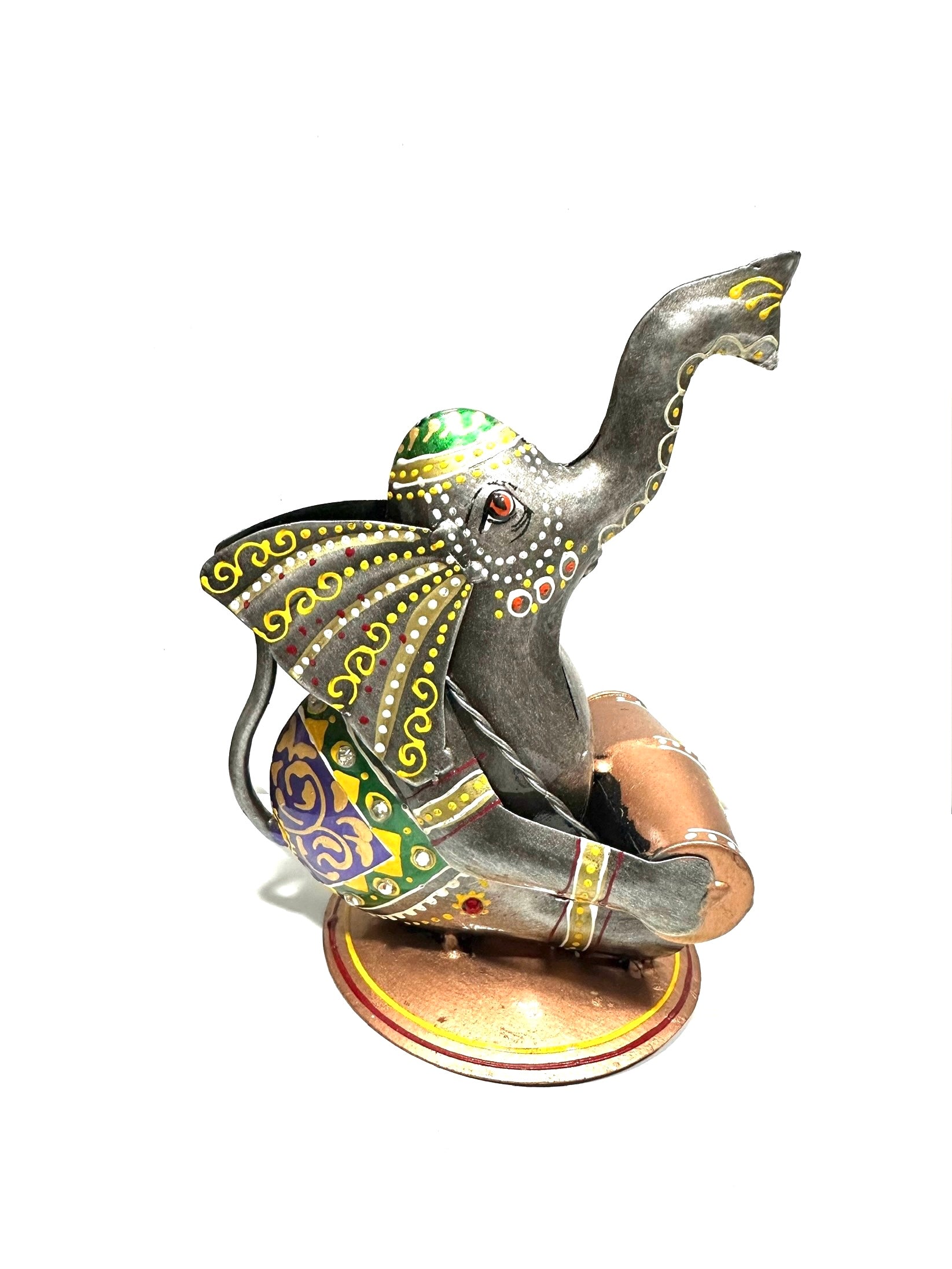 Beautiful Handcrafted Metal Sitting Elephant Musical Theme Wholesaler Tamrapatra