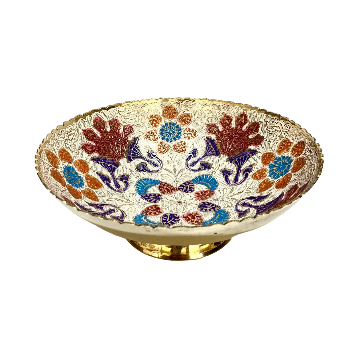 Shades Of White Brass Serving Bowls Inlay Work In Various Sizes By Tamrapatra