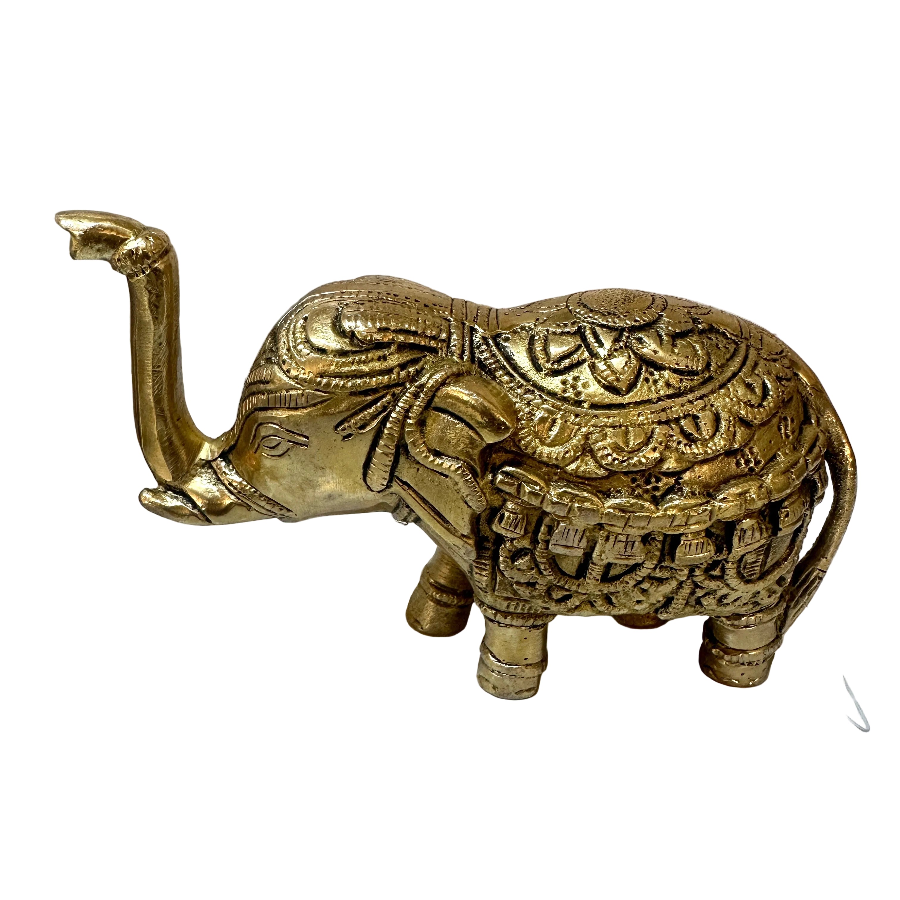 Brass Carving Elephant With Bell Handcrafted Artefact Collection By Tamrapatra - Tamrapatra
