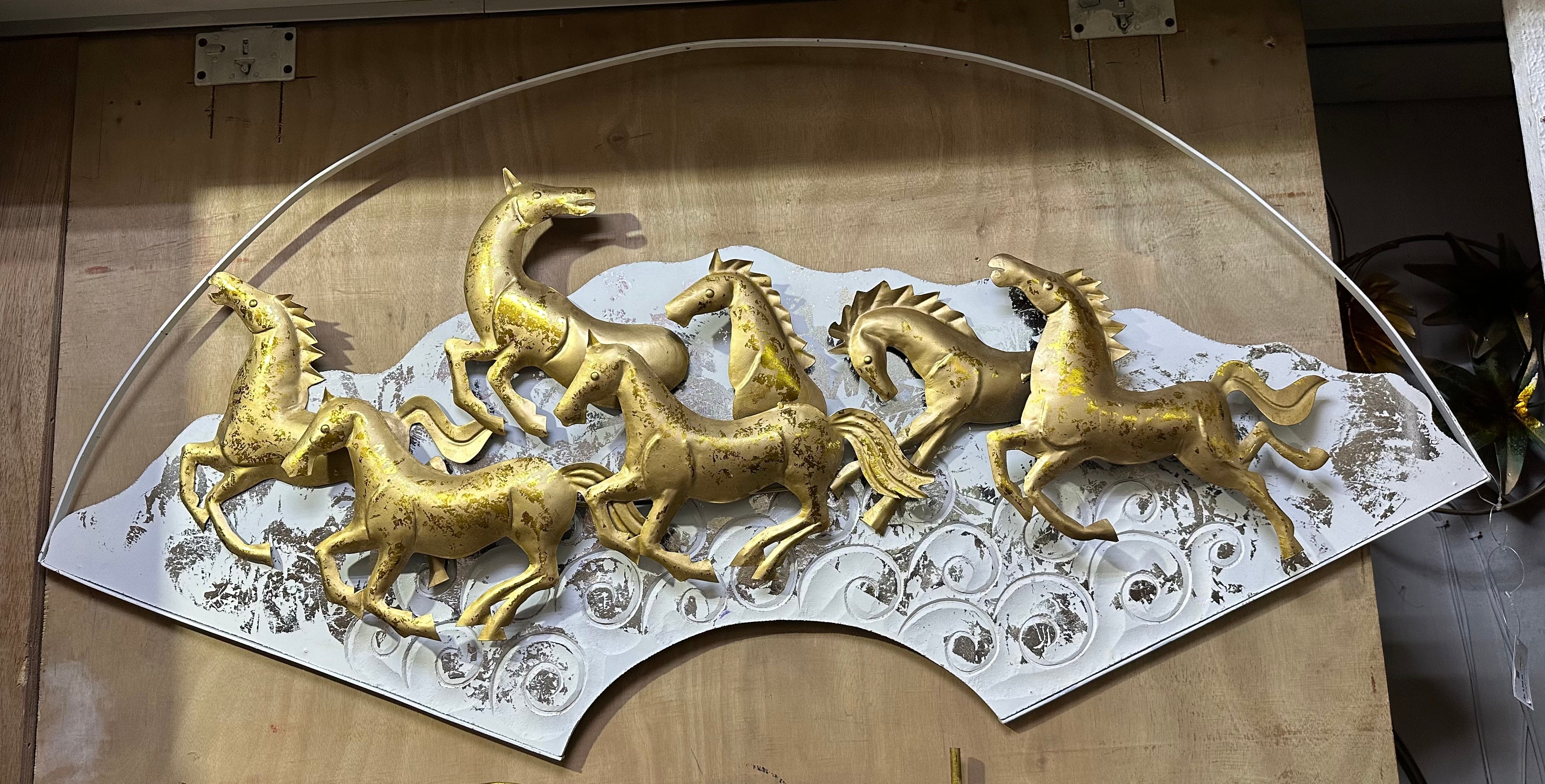 7 Horse Metal Wall Décor Exclusive Artistic Modern Craftsmanship By Tamrapatra