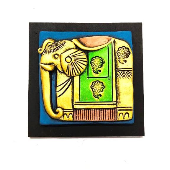 Royal Elephant Handcrafted Terracotta With MDF Set Of 4 Décor By Tamrapatra - Tamrapatra