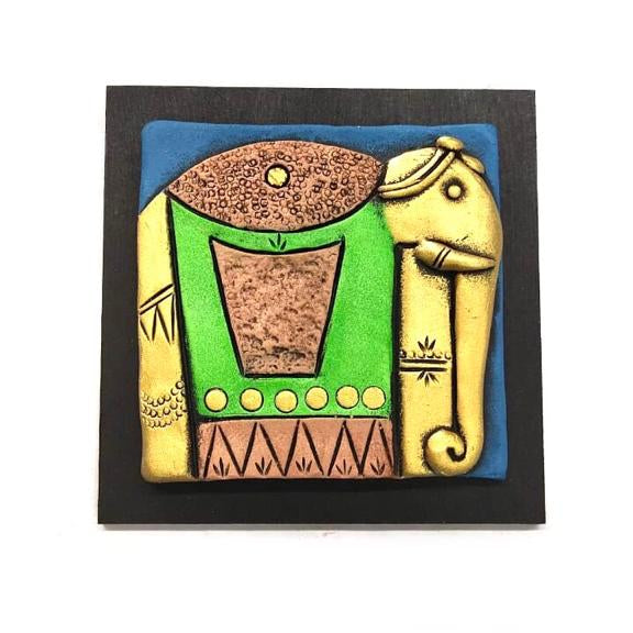 Royal Elephant Handcrafted Terracotta With MDF Set Of 4 Décor By Tamrapatra - Tamrapatra