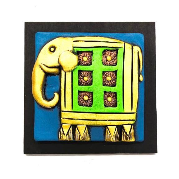 Royal Elephant Handcrafted Terracotta With MDF Set Of 4 Décor By Tamrapatra - Tamrapatra